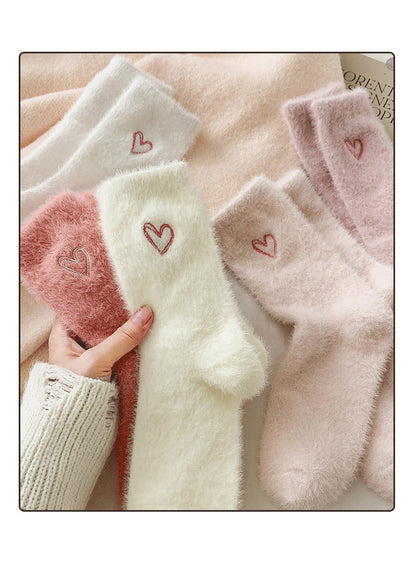 Gohobi Pink Heart Velvet Socks