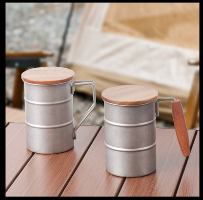 Gohobi Stainless Steel Mug Wooden Lid and Handle