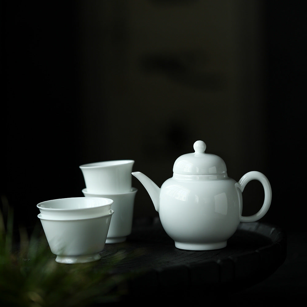 Gohobi Jingdezhen Sweet White Porcelain Teapot Set