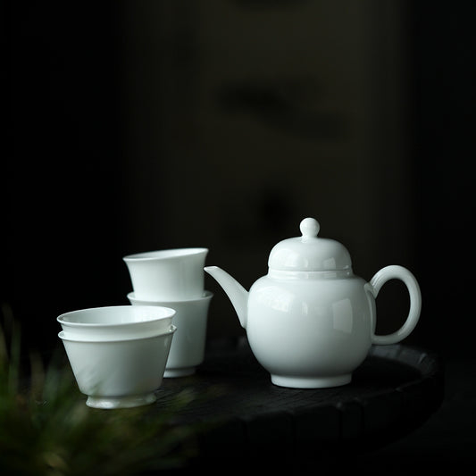 Gohobi Jingdezhen Sweet White Porcelain Teapot Set