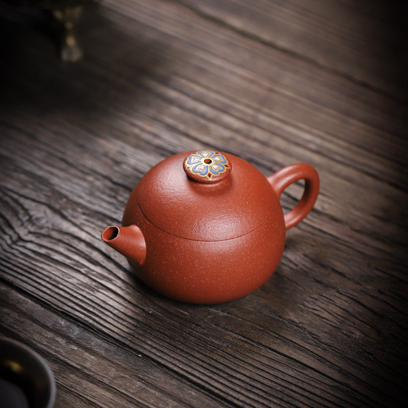 [Chingshui Tang 青水堂] Handmade Yixing Zisha Sandy Purple Clay Teapot – 90ml Handmade Original Ore Jiangpo Clay Bowl-Shaped Teapot, Thin Body with Built-in Filter, Gongfu Small Teaware