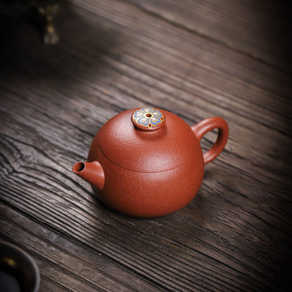 [Chingshui Tang 青水堂] Handmade Yixing Zisha Sandy Purple Clay Teapot – 90ml Handmade Original Ore Jiangpo Clay Bowl-Shaped Teapot, Thin Body with Built-in Filter, Gongfu Small Teaware