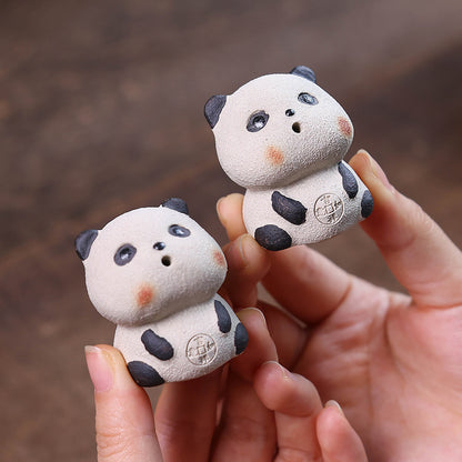 Gohobi Yixing Purple Clay Panda Tea Pet – Incense Holder and Lid Rest
