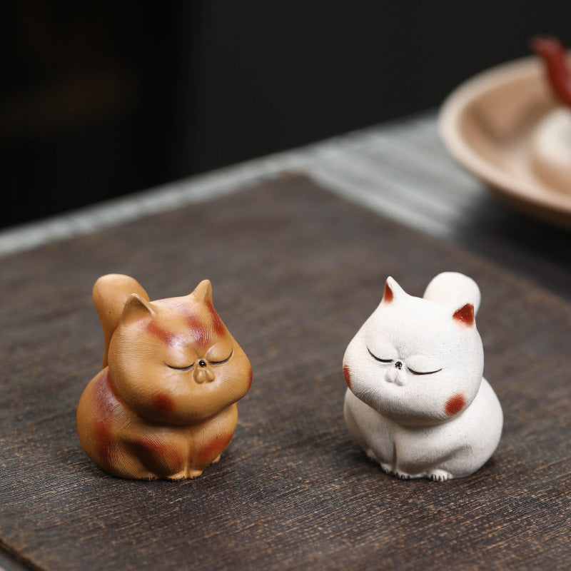 Gohobi Lucky Cat Ornament Yixing Clay Tea Pet