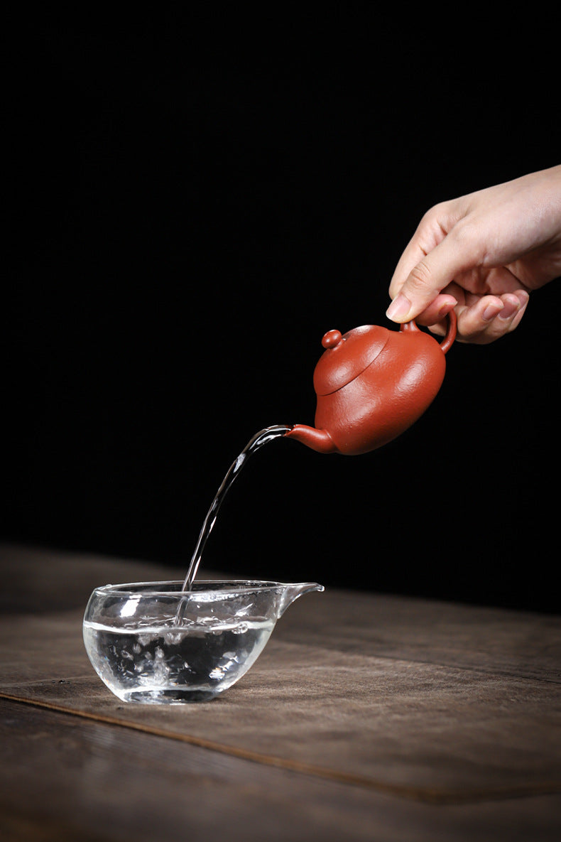 [Chingshui Tang 青水堂] Handmade Yixing Red Zisha Clay Teapot – 120ml Original Ore Zhuni Pear-Shaped Teapot, Handmade Gongfu Tea Teaware for Home Brewing