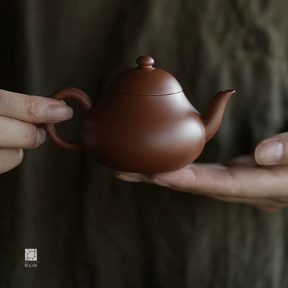 [賦山敘 x Gohobi] Handmade Chaozhou-Style Yixing Zhuni Red Zisha Clay Teapot – Original Ore Small Pear Shape Zisha Gongfu Teapot