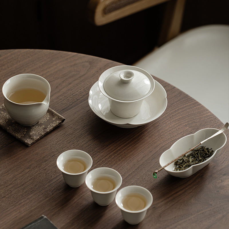 Gohobi Plant Ash Glaze Horseshoe Gaiwan – Thin Porcelain Gongfu Tea Brewing Bowl