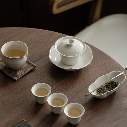 Gohobi Plant Ash Glaze Horseshoe Gaiwan – Thin Porcelain Gongfu Tea Brewing Bowl