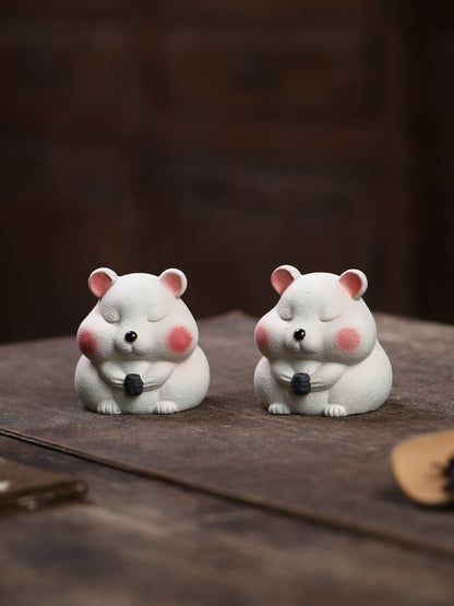 Gohobi Yixing Purple Clay Mouse Tea Pet – Handmade Lucky Ornament