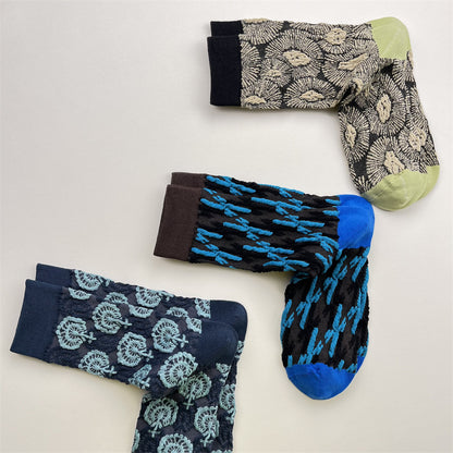 Gohobi Geometric Embossed Irregular Pattern Socks