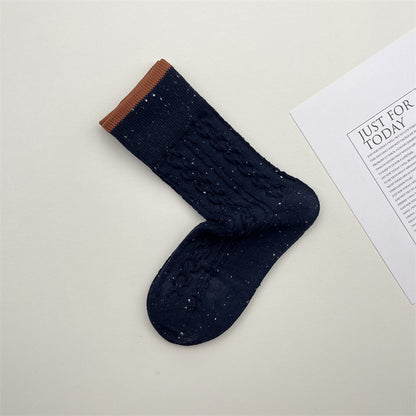 Gohobi Korean Speckled Cable Knit Cotton Socks