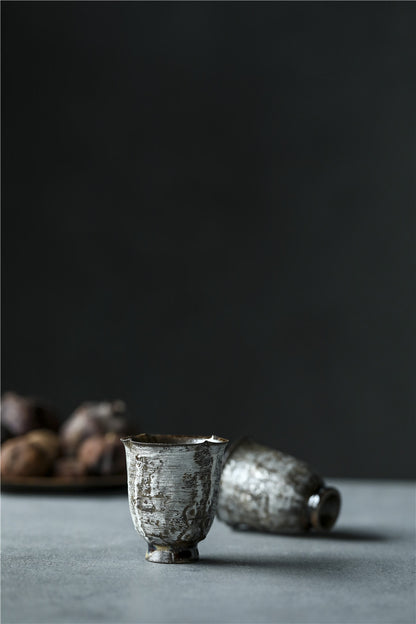 Gohobi Handmade Ceramic Silver Wood-fired Tea Cup