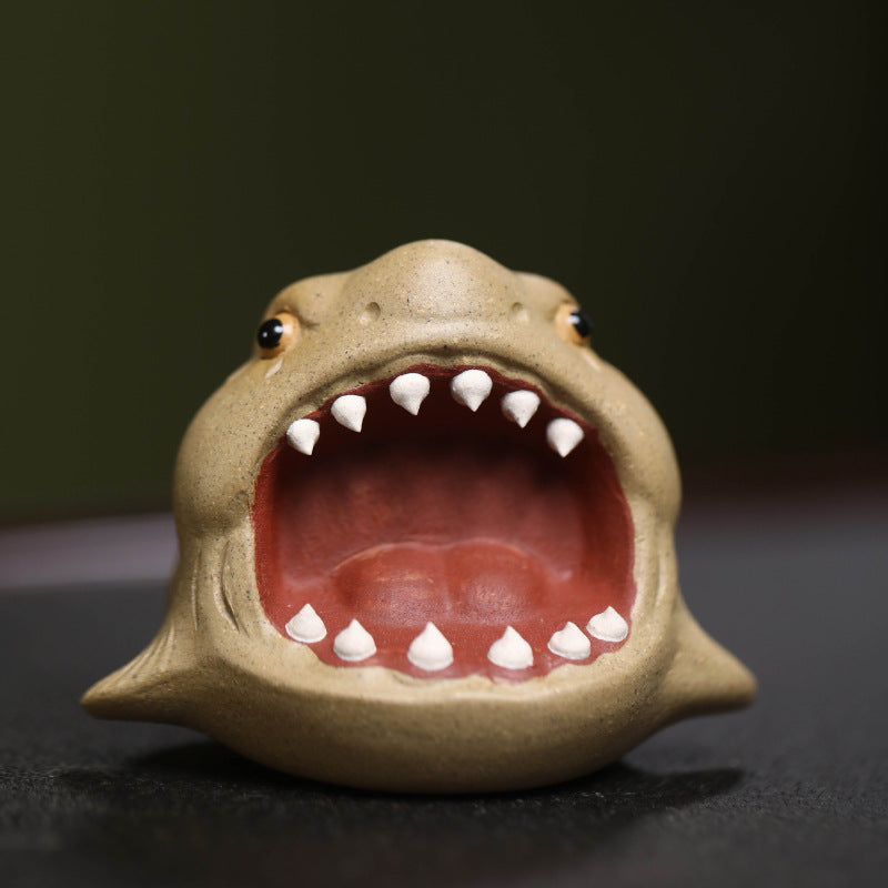 Gohobi Handmade Ceramic YiXing Clay Shark Fish Ornament Tea pet