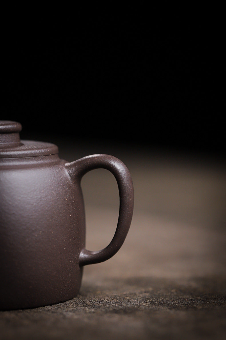 [Chingshui Tang 青水堂] Handmade Yixing Purple Zisha Clay Teapot  – 100ml Original Ore Sky Blue Clay Xiao Julun (Small Giant Wheel) Style, Thin-Walled Gongfu Teapot with Built-in Filter