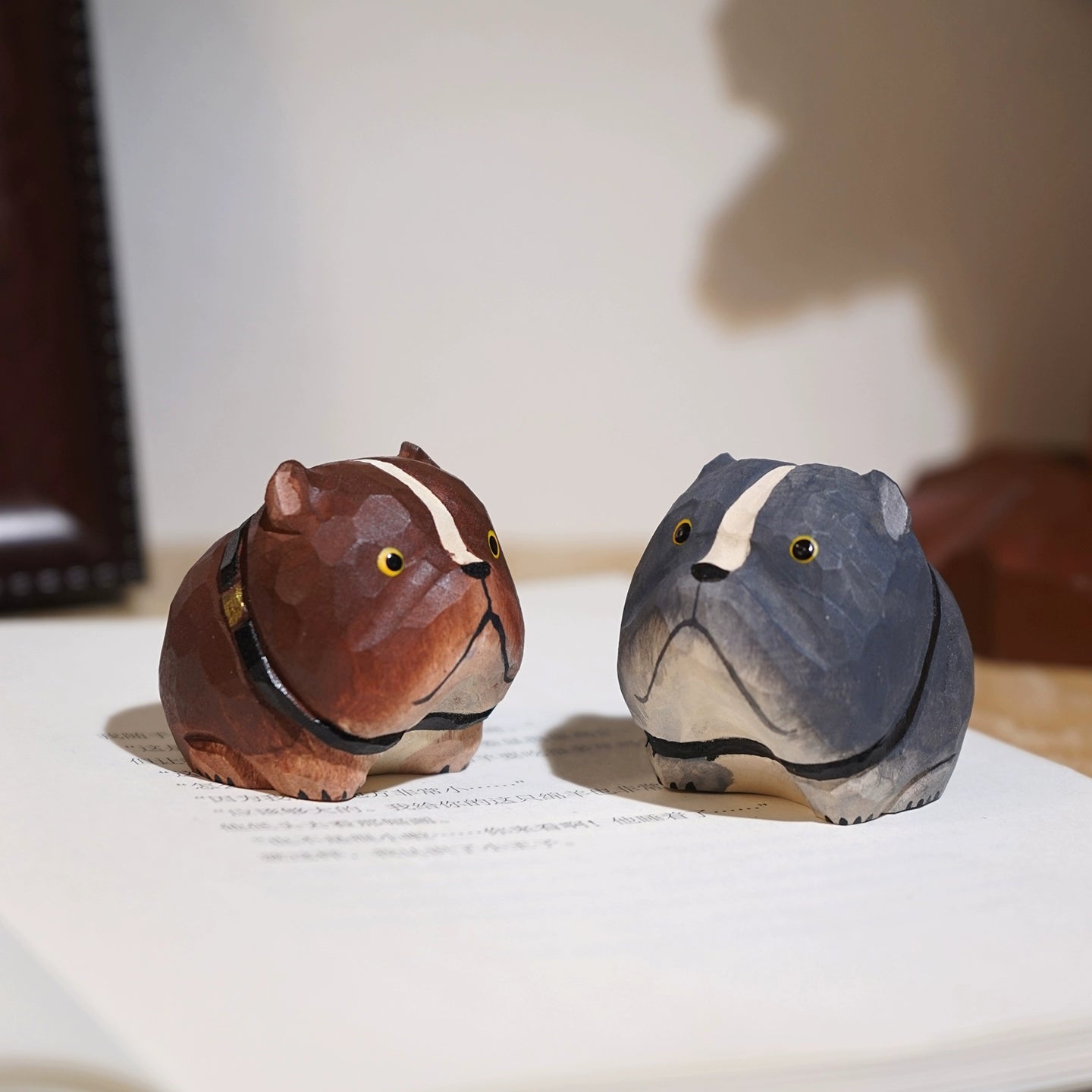 Gohobi Hand-Carved Wooden Puppy Figurine