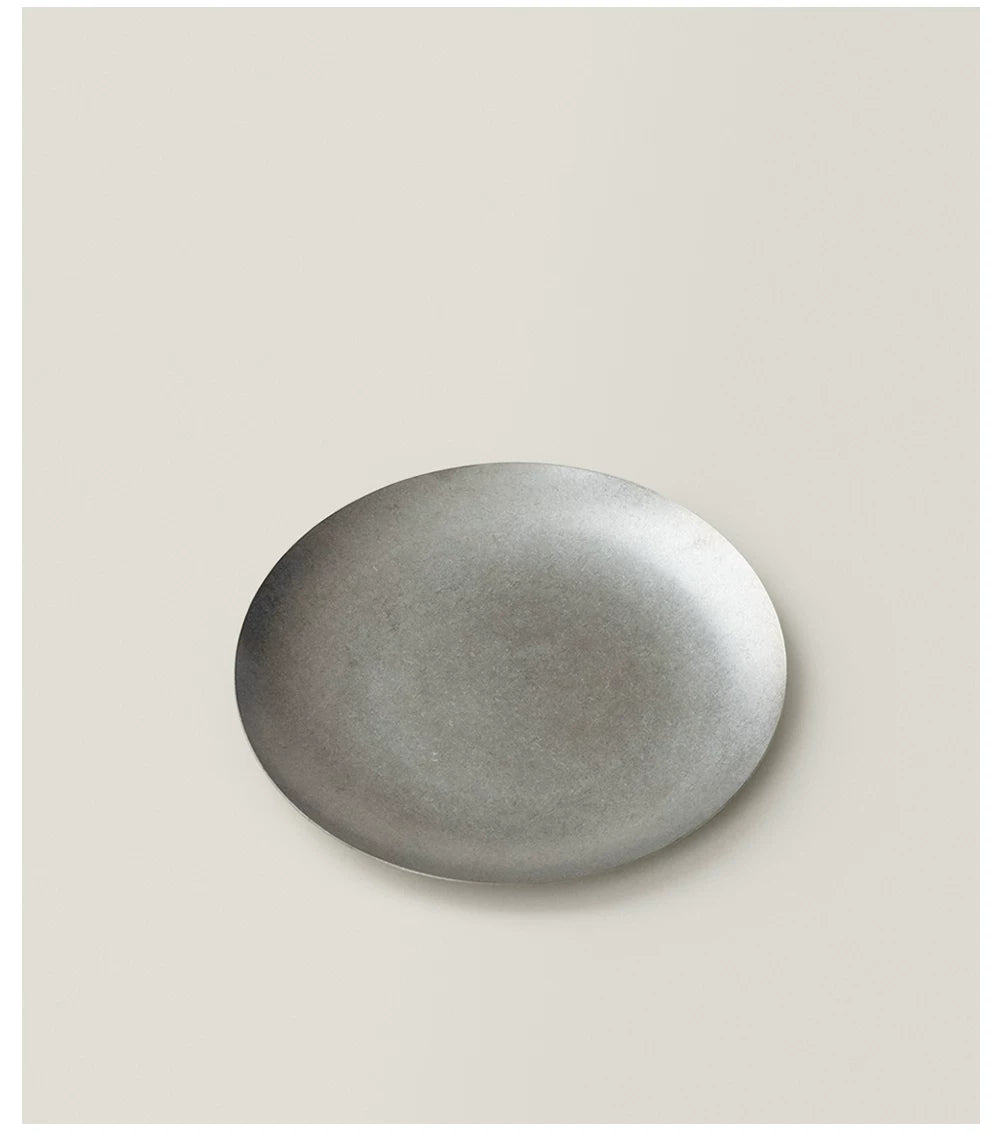 Gohobi Minimal Stainless Steel Round Shallow Plate
