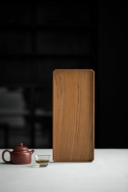Gohobi Japanese-style Wabi-Sabi Teak Brown Rectangular Tray 007