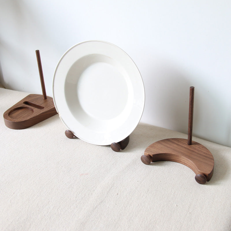 Gohobi Black Walnut Plate Display Rack