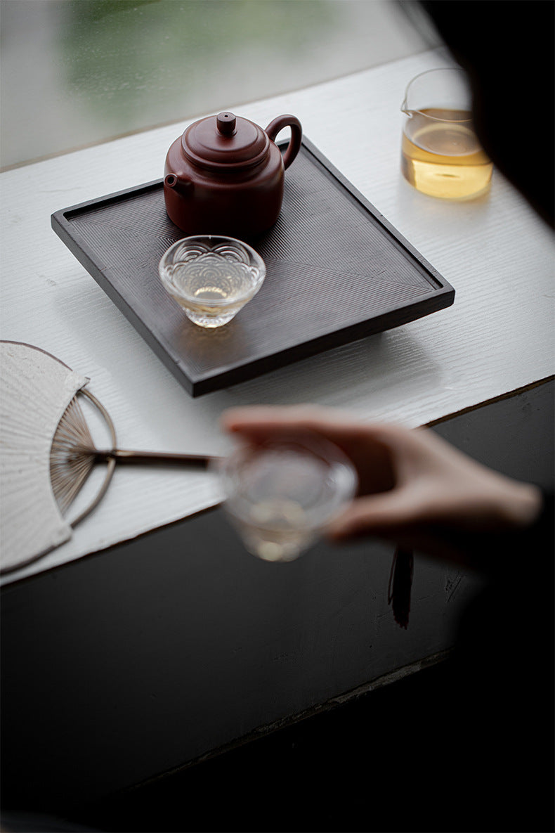 Plateau carré noir ébène Gohobi de style japonais Wabi-Sabi 004