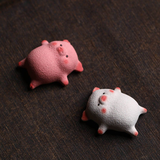 Purple sand tea pet pig small ornament handmade twelve zodiac pig tea play lying flat pig cute tea ceremony tea table tea set