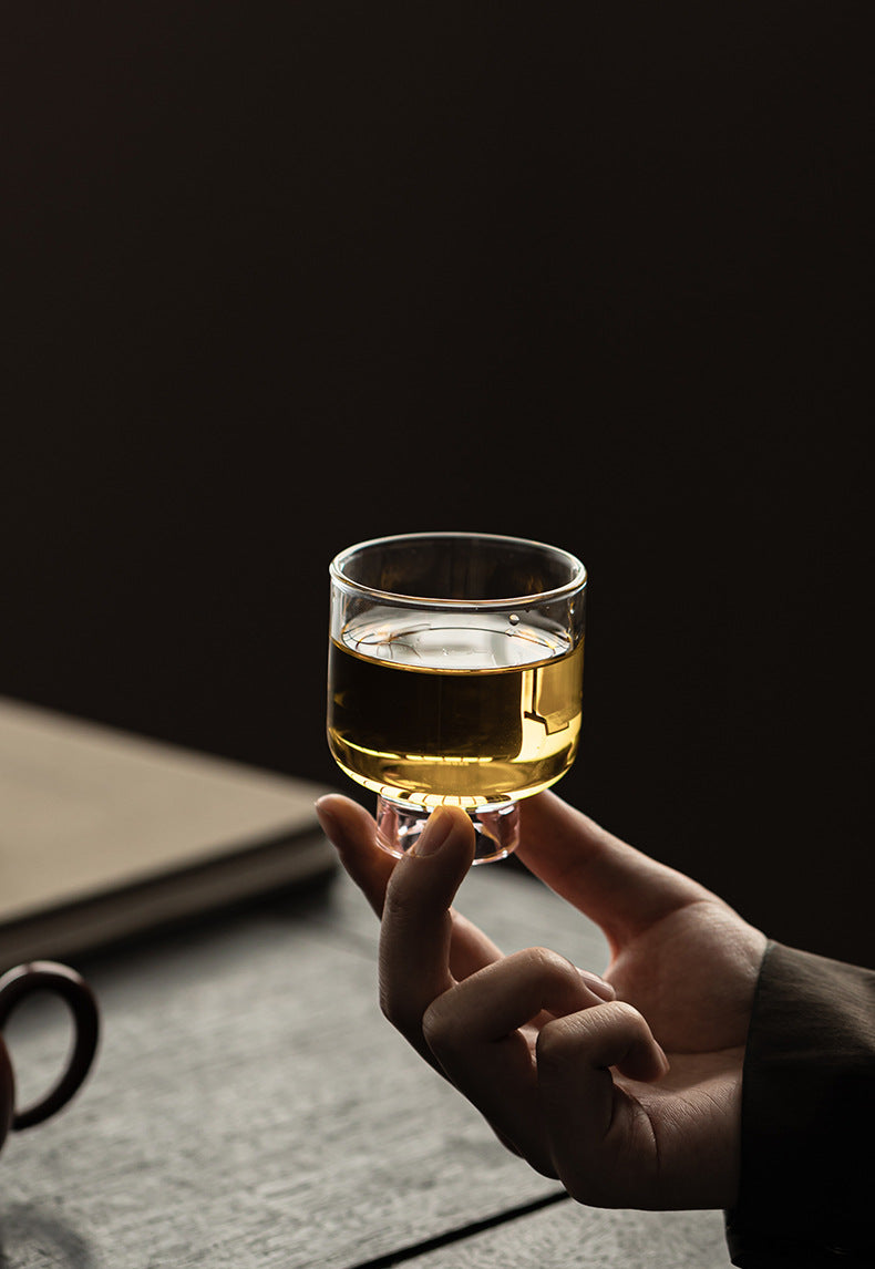 Gohobi High Borosilicate Glass Tall Footed Tea Cup – Transparent Heat-Resistant Master Cup for Gongfu Tea, Chinese Teaware for Home Use