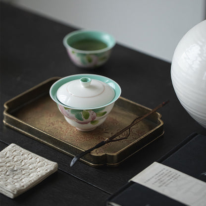 Gohobi Hand-Painted Longevity Peach Gaiwan