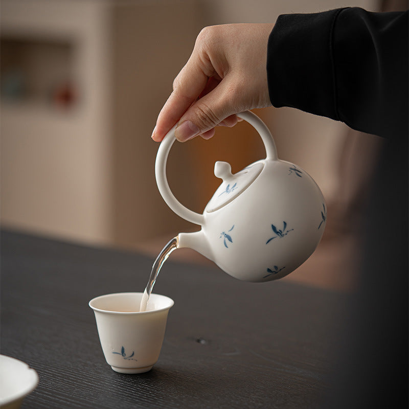 Gohobi Hand-Painted Orchid Teapot