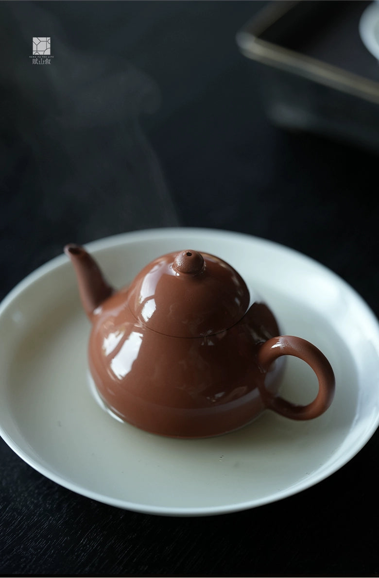 [賦山敘 x Gohobi] Handmade Chaozhou-Style Yixing Zhuni Red Zisha Clay Teapot – Original Ore Small Pear Shape Zisha Gongfu Teapot