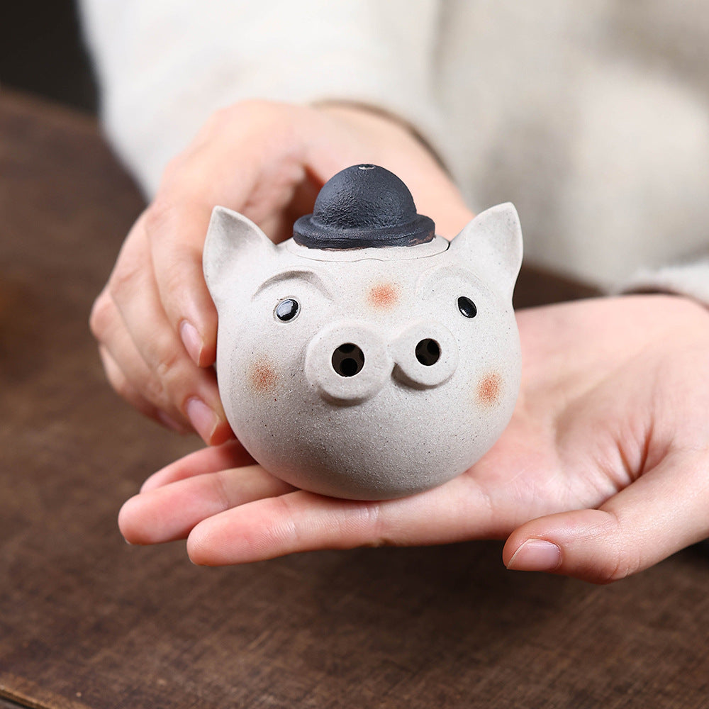 Gohobi Yixing Purple Clay Pig Head Teapot – Handmade Cute Pig Teapot