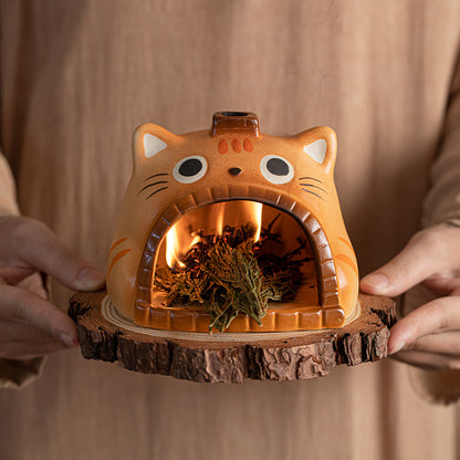 Gohobi Cute Cat Ceramic Aromatherapy Fireplace Burner