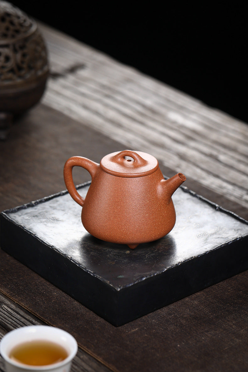 [Chingshui Tang 青水堂] Handmade Yixing Zisha Sandy Purple Clay Teapot 150ml – Original Ore Golden Jiangpo Clay Gaoshi Piao Teapot, Lightweight Body for Gongfu Tea Brewing