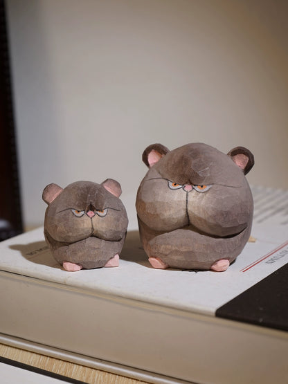 Gohobi Hand-Carved Round Little Mouse Figurine