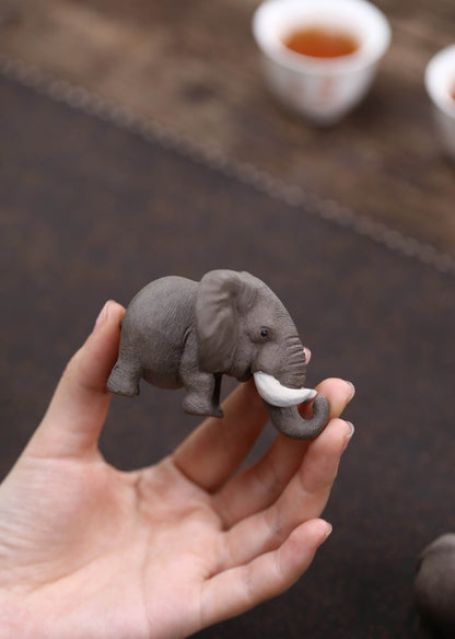 Gohobi Yixing Purple Clay Elephant Tea Pet – Handmade Lucky Tea Table Ornament