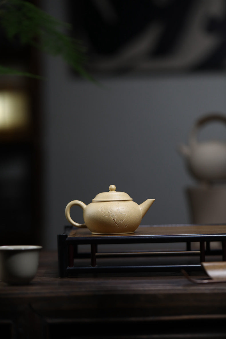 [Chingshui Tang 青水堂] Handmade Yixing Green Zisha Clay Xiaoping Teapot – 100ml Original Ore Benlu Caly with Inner Filter, Semi-Handmade Thin-Walled Gongfu Teapot