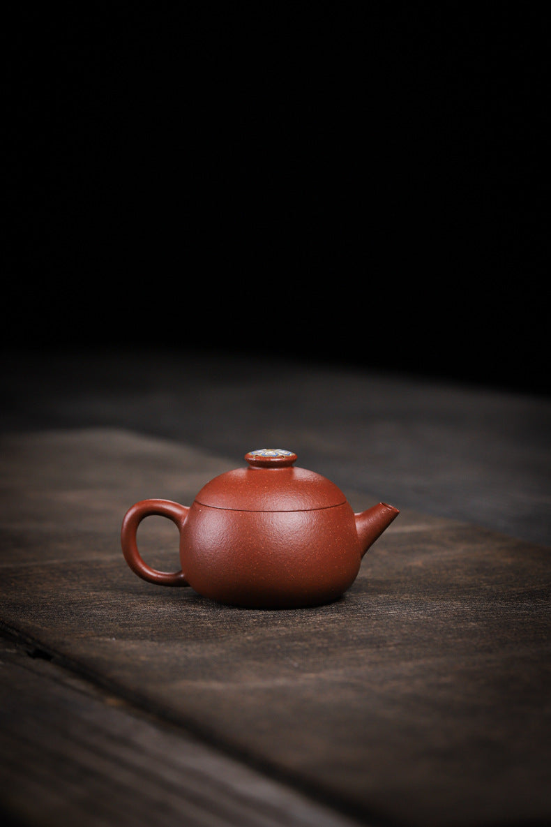 [Chingshui Tang 青水堂] Handmade Yixing Zisha Sandy Purple Clay Teapot – 90ml Handmade Original Ore Jiangpo Clay Bowl-Shaped Teapot, Thin Body with Built-in Filter, Gongfu Small Teaware