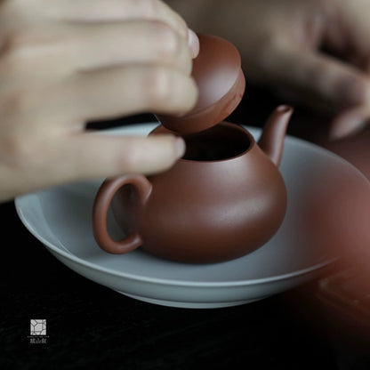 [賦山敘 x Gohobi] Handmade Chaozhou-Style Yixing Zhuni Red Zisha Clay Teapot – Original Ore Small Pear Shape Zisha Gongfu Teapot