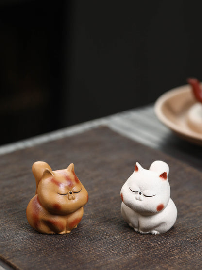 Gohobi Lucky Cat Ornament Yixing Clay Tea Pet