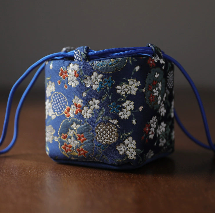 Gohobi Colourful Brocade Teaware Storage Travel Bag