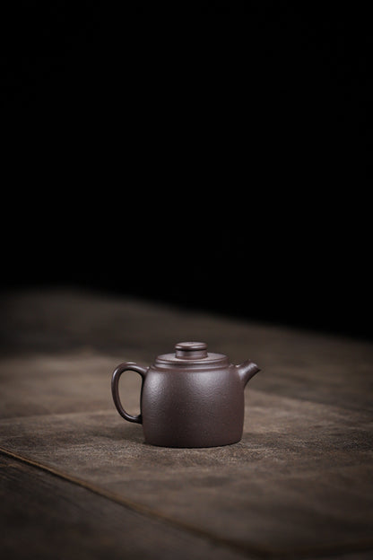 [Chingshui Tang 青水堂] Handmade Yixing Purple Zisha Clay Teapot  – 100ml Original Ore Sky Blue Clay Xiao Julun (Small Giant Wheel) Style, Thin-Walled Gongfu Teapot with Built-in Filter