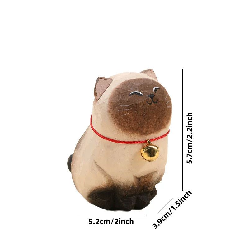Gohobi Handcrafted  Large Wooden Siamese Cat Ornament
