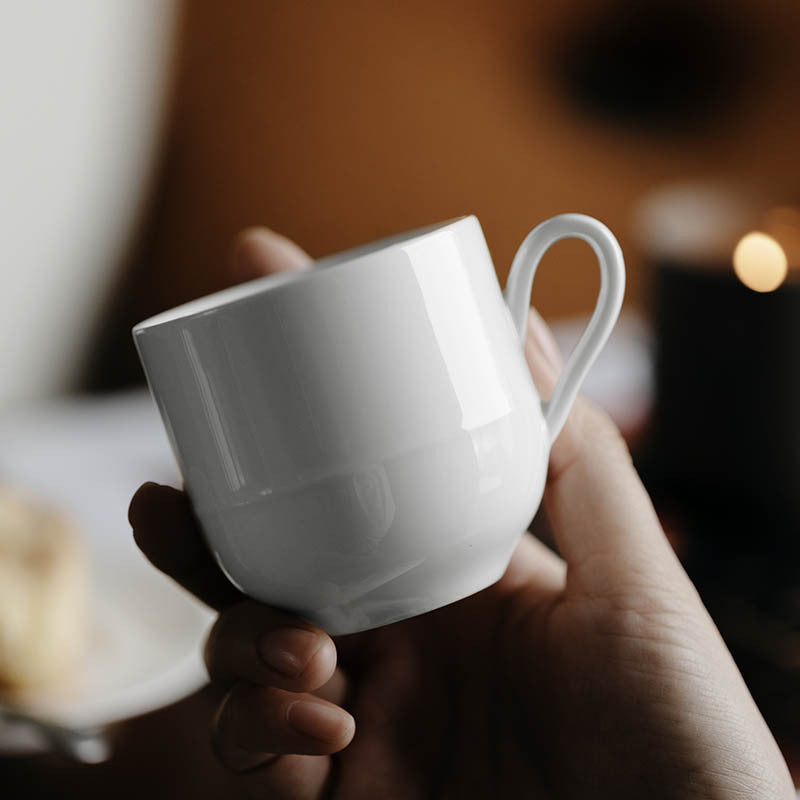 Gohobi Handmade Waist Line Ceramic Jade White Clay Coffee Cup Mug