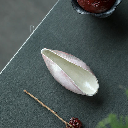 Gohobi Ceramic Gongfu Tea Pink and Silver Blushing Tea Scoop