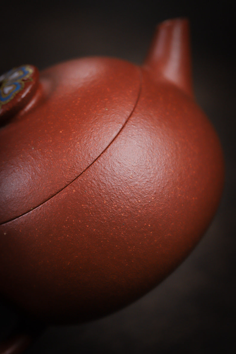 [Chingshui Tang 青水堂] Handmade Yixing Zisha Sandy Purple Clay Teapot – 90ml Handmade Original Ore Jiangpo Clay Bowl-Shaped Teapot, Thin Body with Built-in Filter, Gongfu Small Teaware