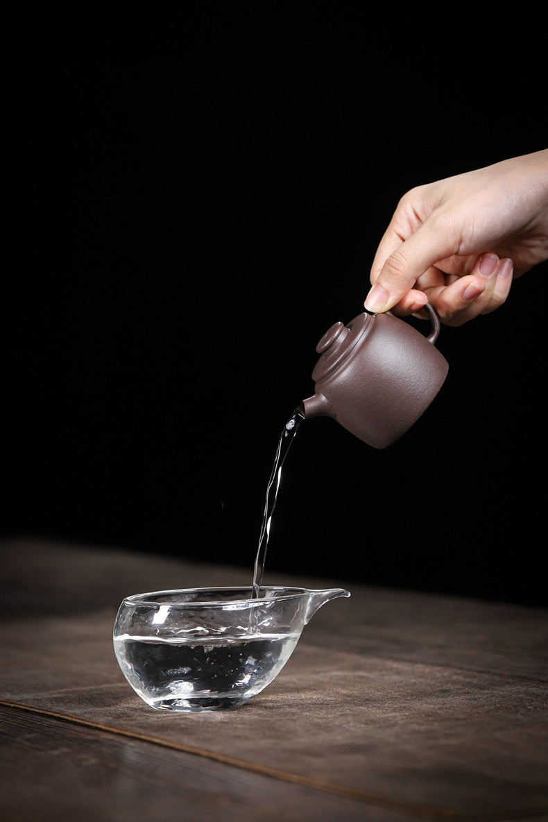 [Chingshui Tang 青水堂] Handmade Yixing Purple Zisha Clay Teapot  – 100ml Original Ore Sky Blue Clay Xiao Julun (Small Giant Wheel) Style, Thin-Walled Gongfu Teapot with Built-in Filter