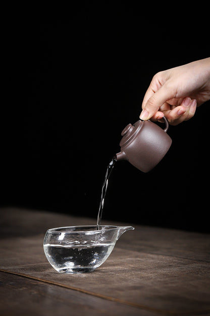 [Chingshui Tang 青水堂] Handmade Yixing Purple Zisha Clay Teapot  – 100ml Original Ore Sky Blue Clay Xiao Julun (Small Giant Wheel) Style, Thin-Walled Gongfu Teapot with Built-in Filter