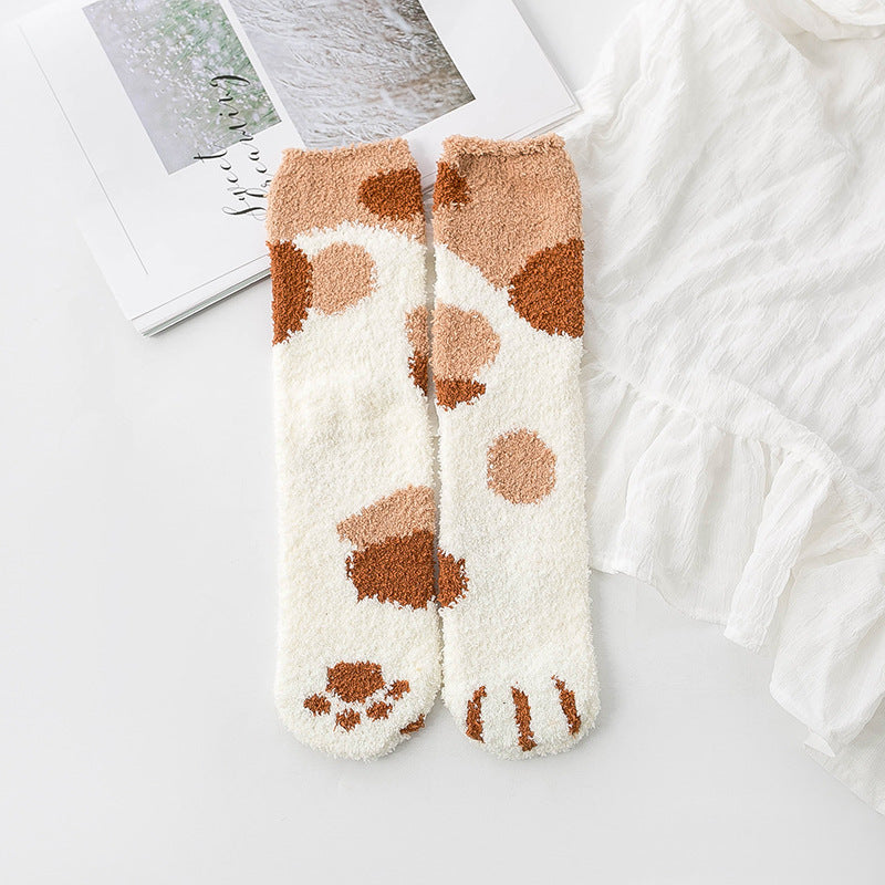 Gohobi Cat Paw Coral Fleece Socks