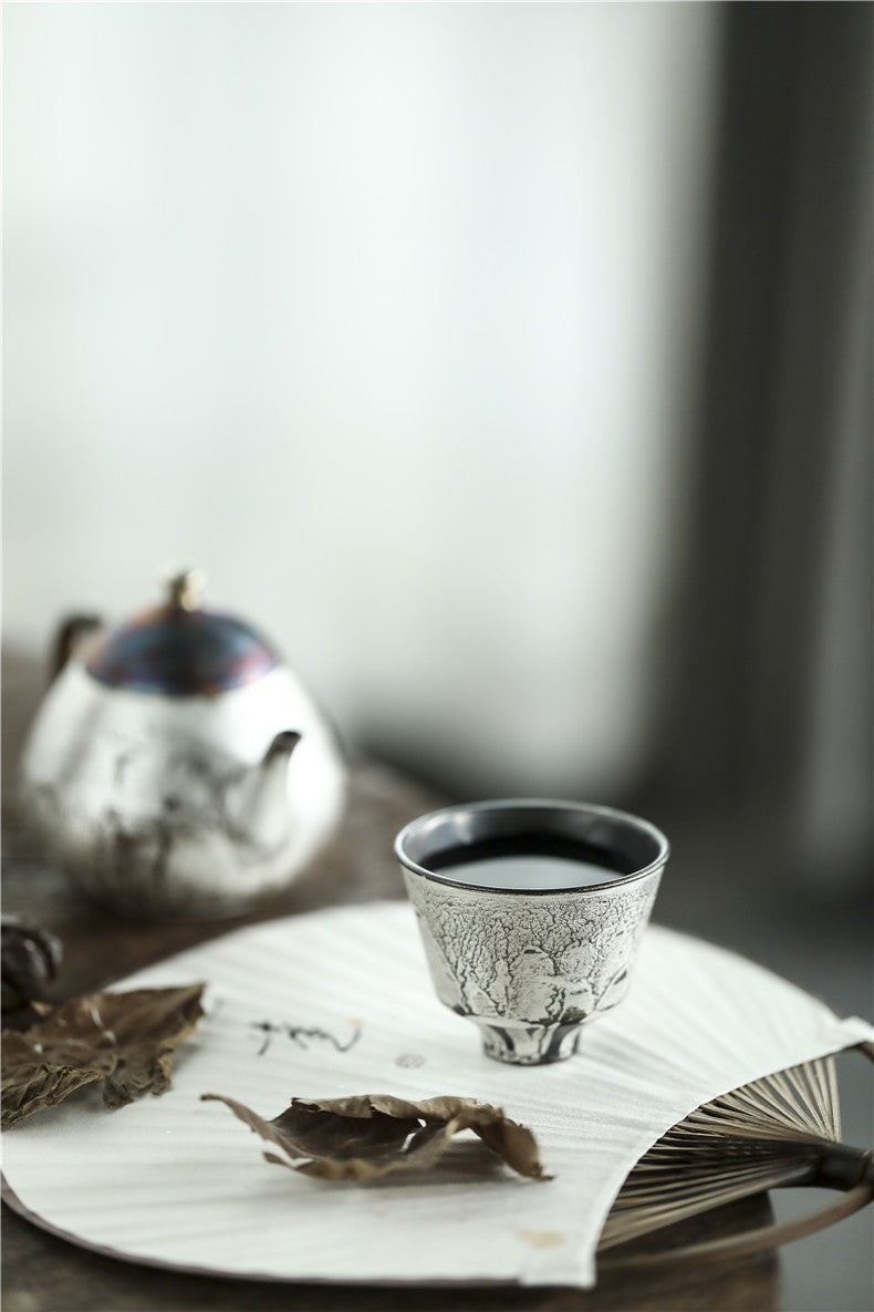 Gohobi Handmade Ceramic Forst Silver Tea Cup