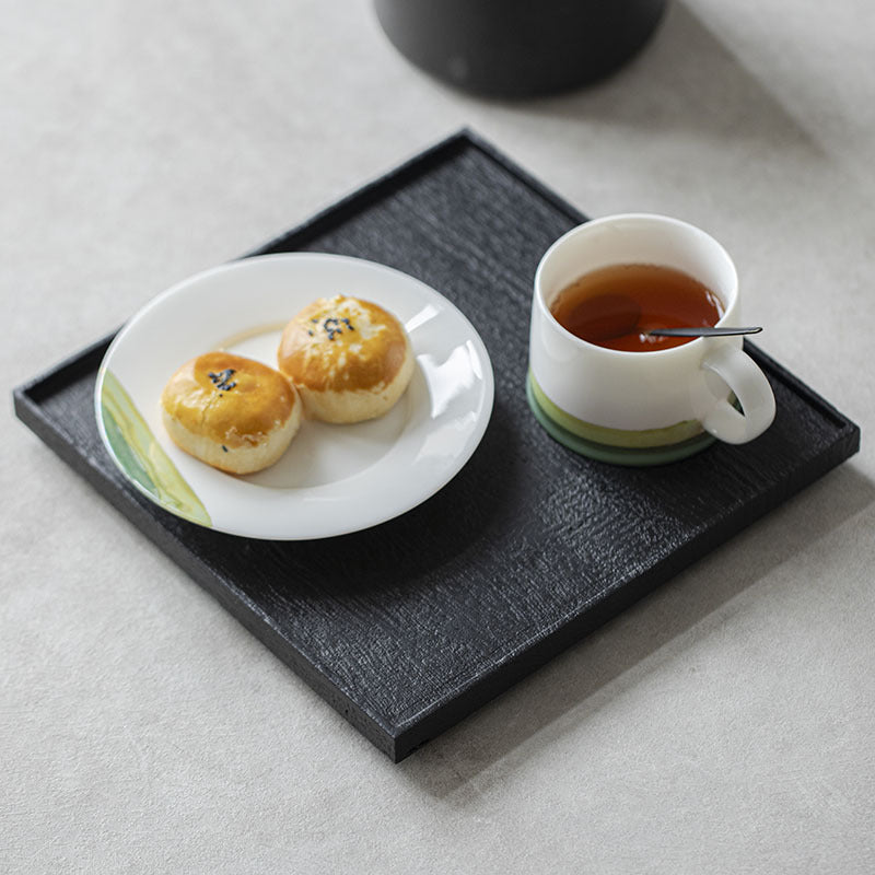 Gohobi Japanese-style Wabi-Sabi Teak Black Brown Square Tray 009