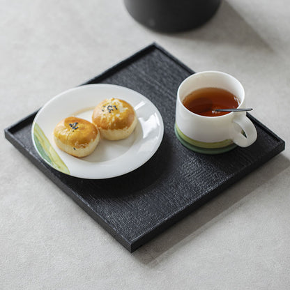 Gohobi Japanese-style Wabi-Sabi Teak Black Brown Square Tray 009