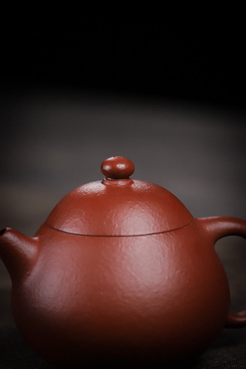 [Chingshui Tang 青水堂] Handmade Yixing Red Zisha Clay Teapot – 150ml Handmade Original Ore Raw Zhuni Clay Wen Dan Style Teapot with Built-in Filter, Small Gongfu Purple Clay Teaware